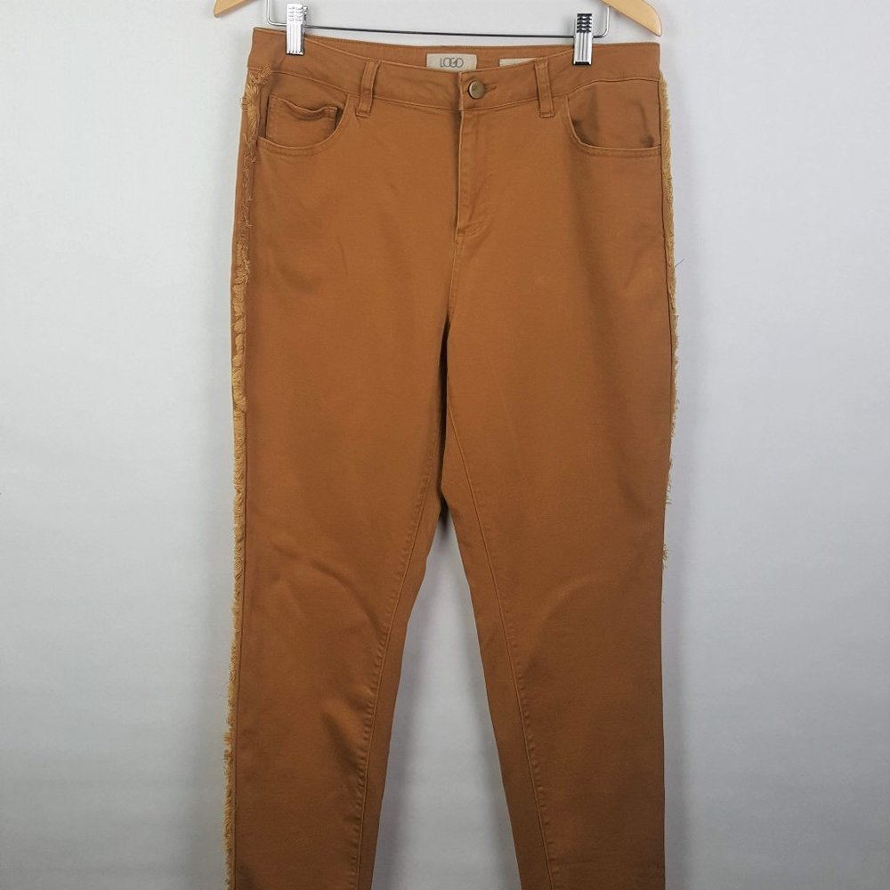 LOGO Lori Goldstein Fringe Twill Pants Jeans Sz 12